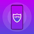 VPN connectivity. Secure virtual private network connection concept. Isometric vector illustration in ultraviolet colors.